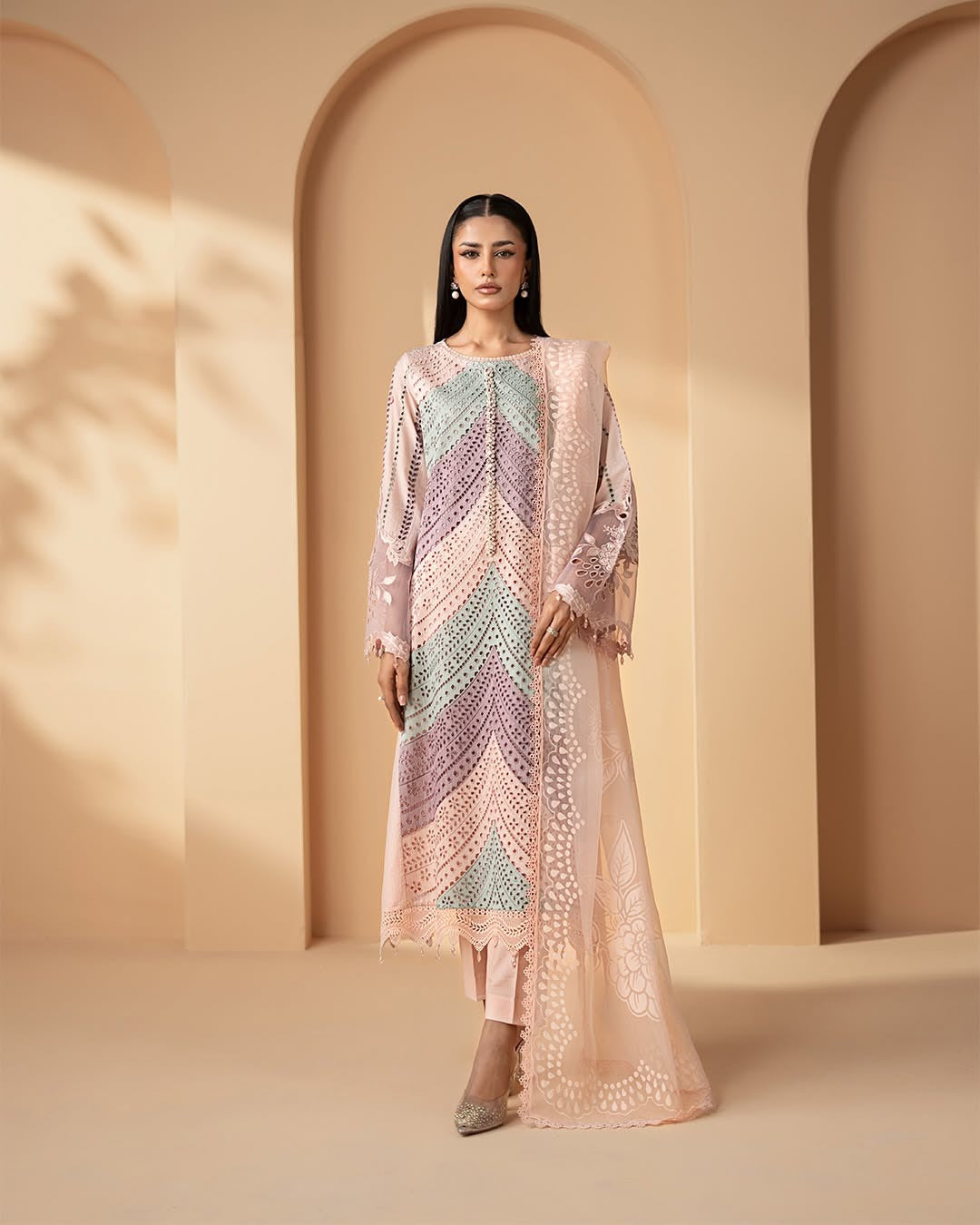 3 Piece Embroidered Lawn Suit stitched