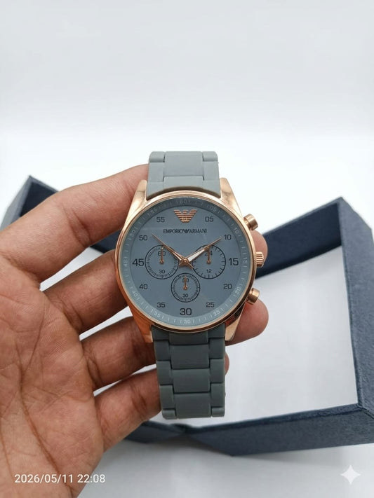 Luxury Rose Gold Grey Strap Men’s Watch – Stylish Premium Wrist Watch for Men