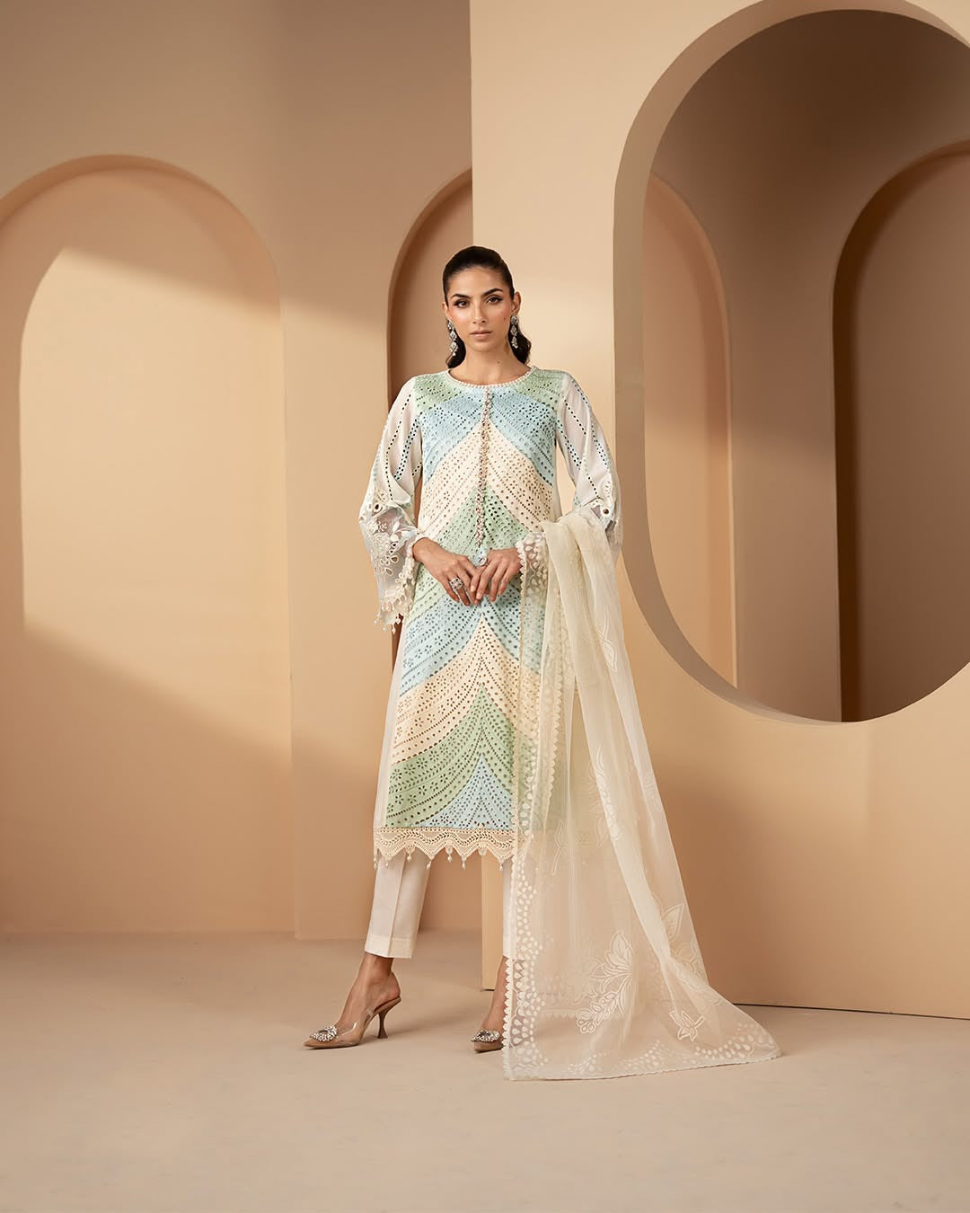 3 Piece Embroidered Lawn Suit stitched