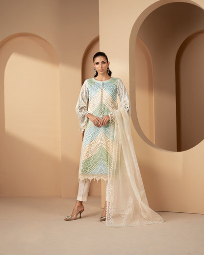 3 Piece Embroidered Lawn Suit stitched