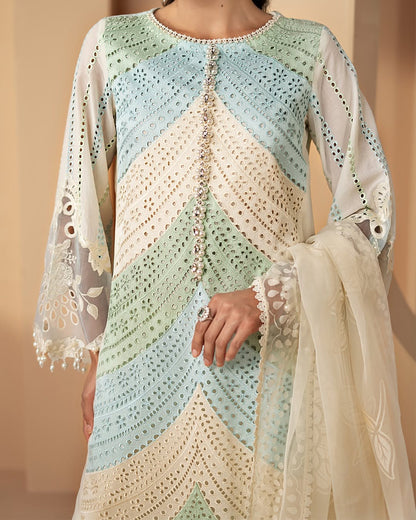 3 Piece Embroidered Lawn Suit stitched