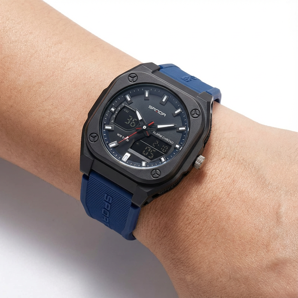 SANDA Fashion Square Case Sport Watch for Men