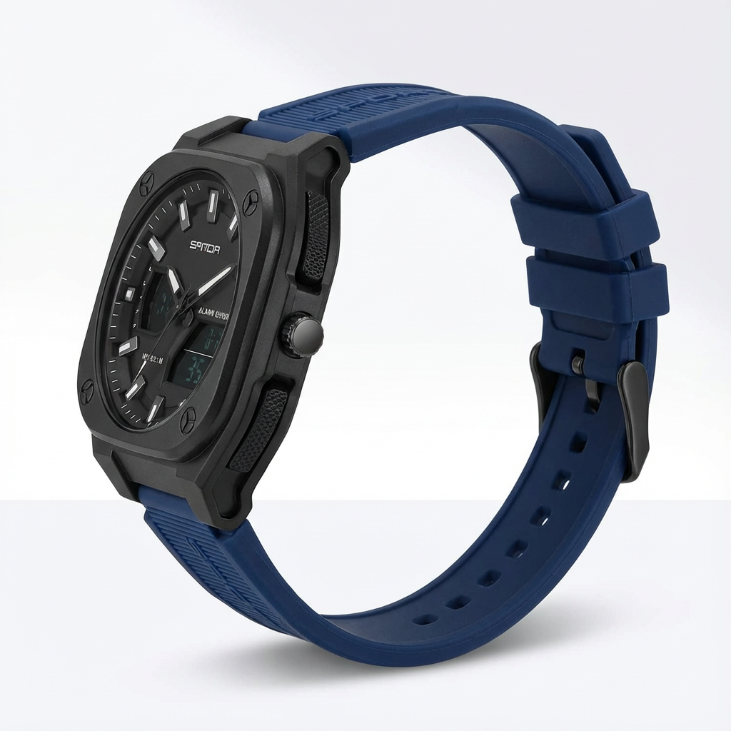 SANDA Fashion Square Case Sport Watch for Men