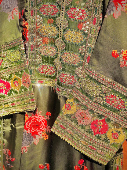 Elegant stitched 3PC Suit with Digital Print & Sequence Dupatta