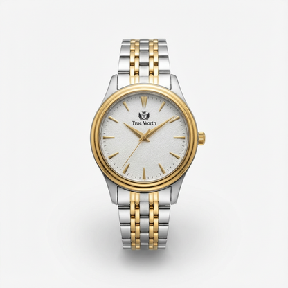 True Worth Luxury Two-Tone Men’s Quartz Watch - Gold & Silver Stainless Steel