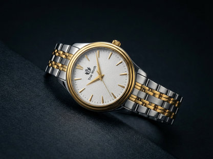 True Worth Luxury Two-Tone Men’s Quartz Watch - Gold & Silver Stainless Steel