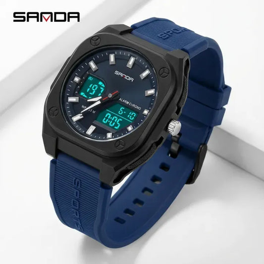 SANDA Fashion Square Case Sport Watch for Men