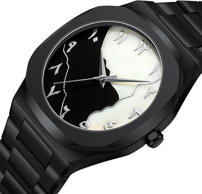 Black Arabic Aura Watch For Men – Elegant Design, Arabic Numerals, Premium Quartz Movement ✅