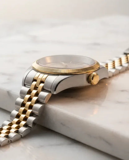 Two-Tone Luxury Men's Wrist Watch – Gold & Silver Stainless Steel
