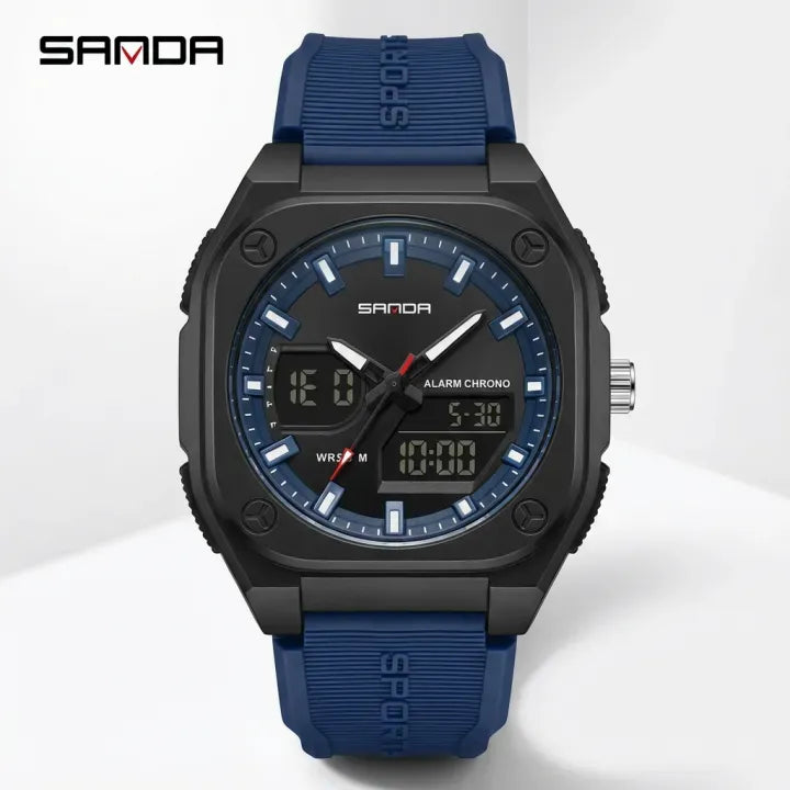 SANDA Fashion Square Case Sport Watch for Men