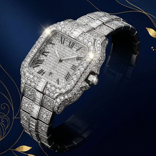 Luxury Iced Out Square Watch for unisex