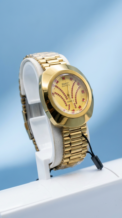 SWC Luxury Gold Plated Quartz Watch for Men
