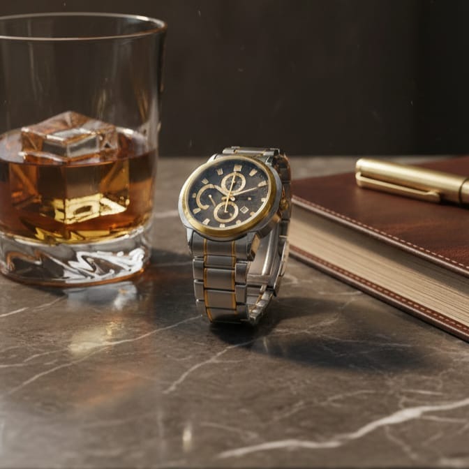 Luxury Men’s Analog Wrist Watch – Stainless Steel Strap