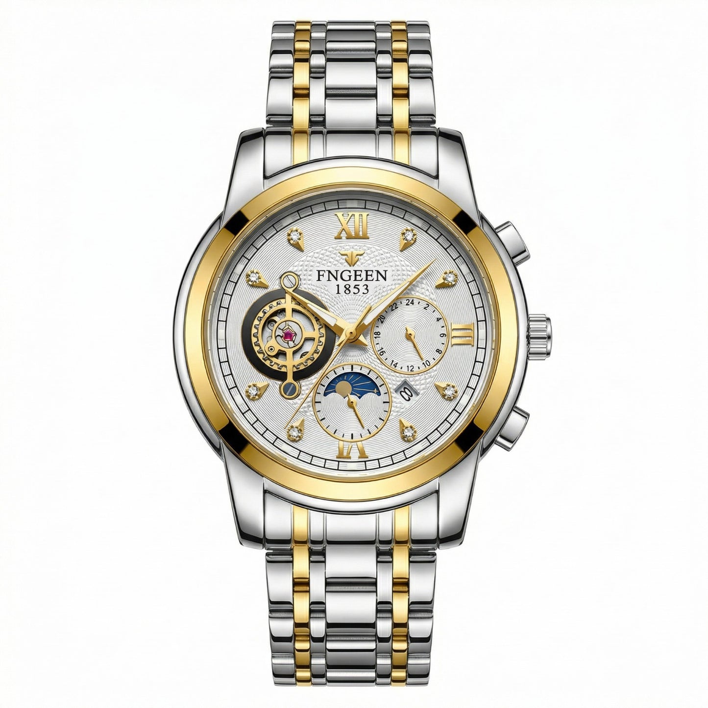 FNGEEN 1853 Luxury Men’s Automatic Watch – Stainless Steel Two-Tone Strap