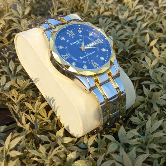 Fashion Men'S Quartz Watch Rhombus Numeral Dial Double Calendar Luminous Waterproof Steel Strap Watch Rhinestone Decorative Watch Business Watch Gift
