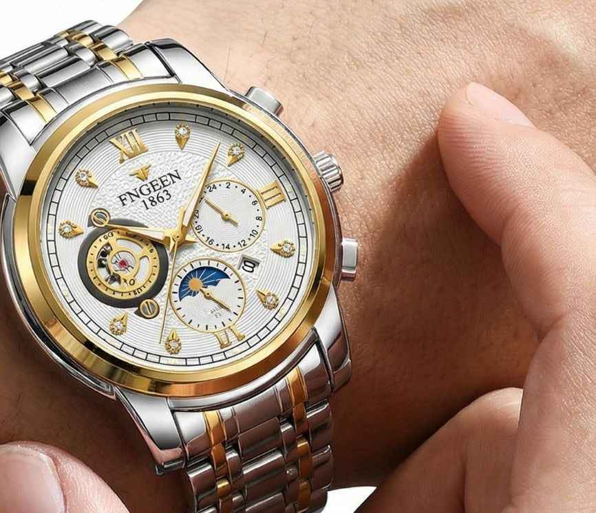 FNGEEN 1853 Luxury Men’s Automatic Watch – Stainless Steel Two-Tone Strap