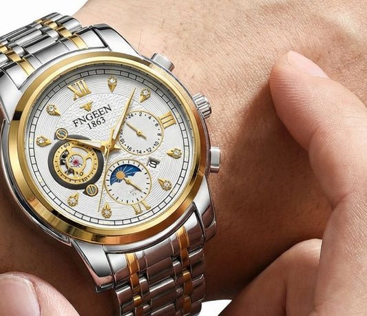 FNGEEN 1853 Luxury Men’s Automatic Watch – Stainless Steel Two-Tone Strap