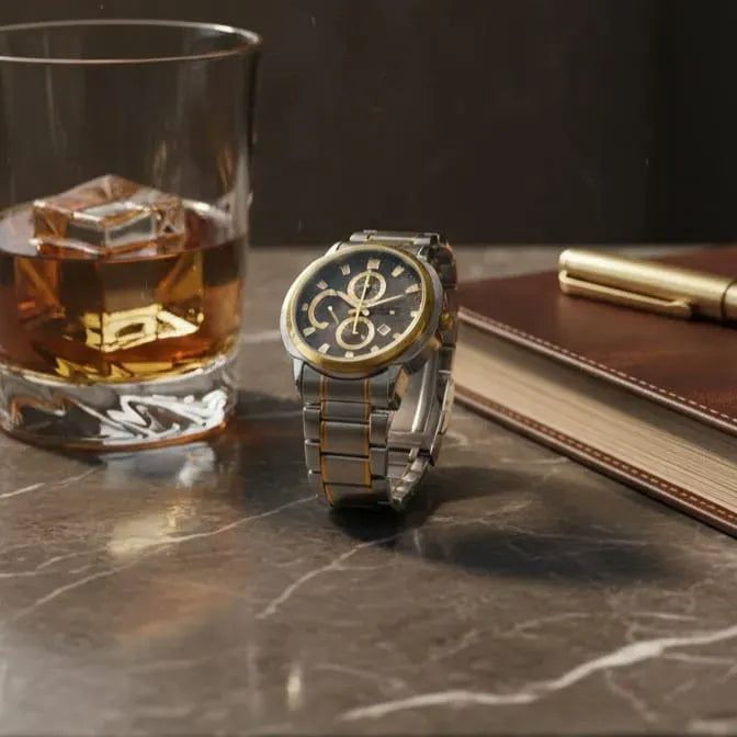 Luxury Men’s Analog Wrist Watch – Stainless Steel Strap